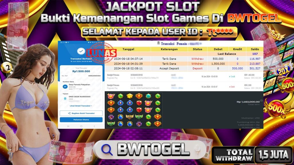 BUKTI JACKPOT SLOT STARLIGHT PRINCESS TERPERCAYA DI INDONESIA TGL 18-06-2024