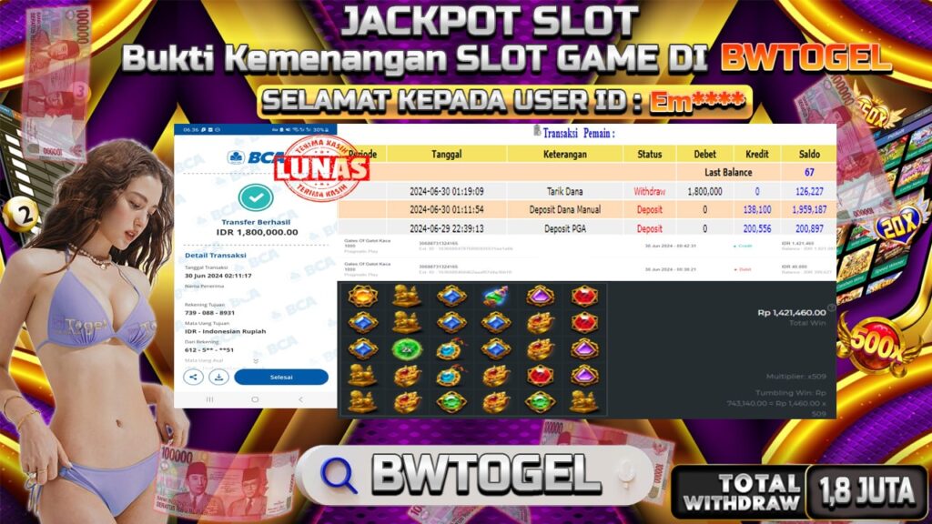 BUKTI JACKPOT SLOT GATES OF GATOT KACA 1000 TERPERCAYA DI INDONESIA TGL 30-06-2024