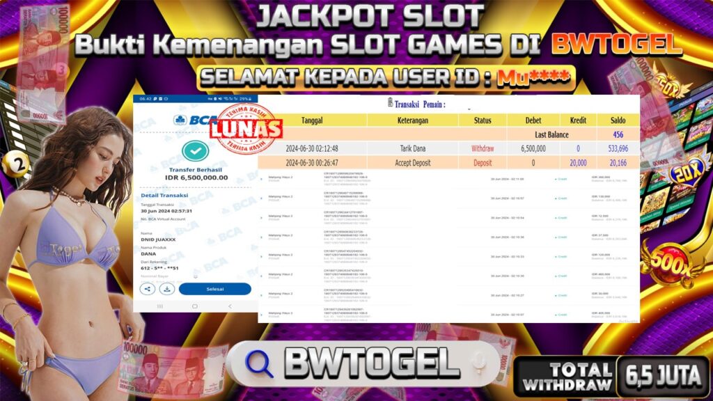 BUKTI JACKPOT SLOT MAJONG WAYS 2 TERPERCAYA DI INDONESIA TGL 30-06-2024