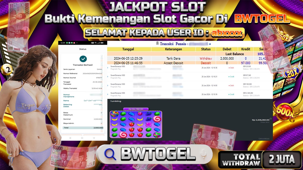 BUKTI JACKPOT SLOT SWEET BONANZA 1000 TERPERCAYA DI INDONESIA TGL 25-06-2024