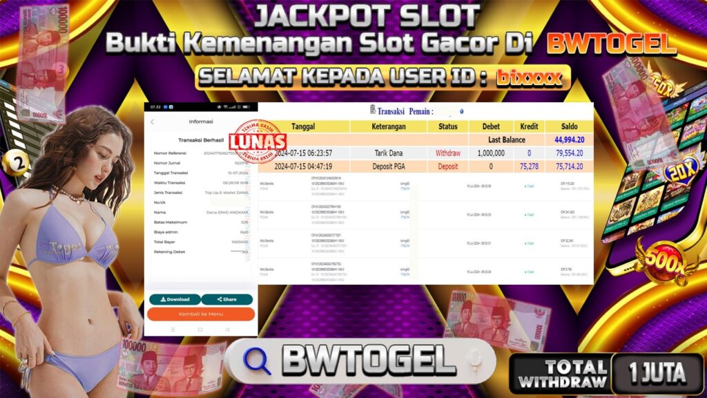 BUKTI JACKPOT SLOT WILD BANDITO TERPERCAYA DI INDONESIA TGL 15-07-2024