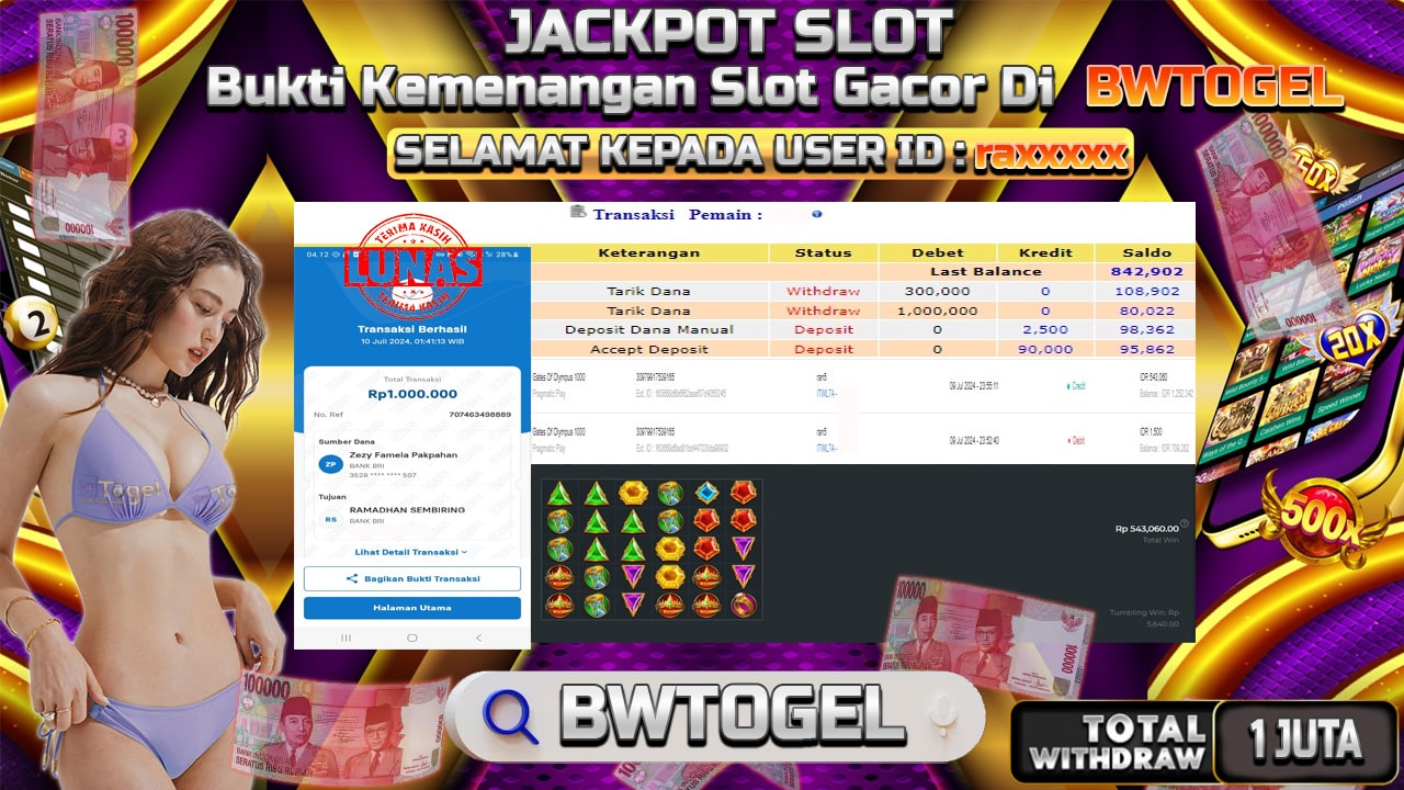 BUKTI JACKPOT SLOT GATES OF OLYMPUS 1000 TERPERCAYA DI INDONESIA TGL 10-07-2024