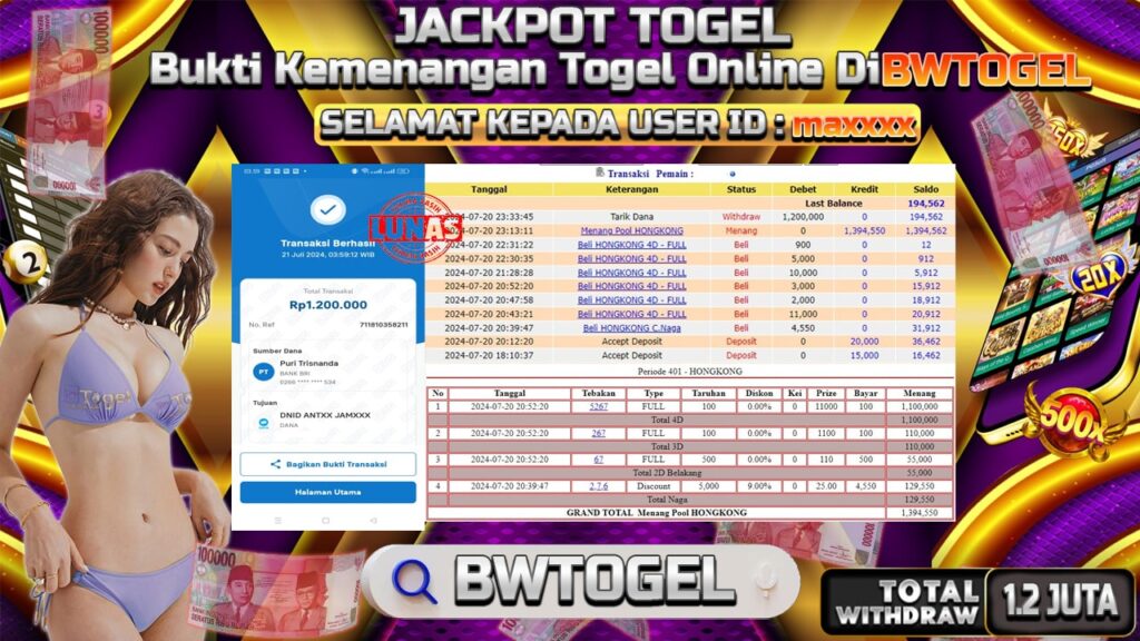 BUKTI JACKPOT TOGEL POOL HONGKONG TERPERCAYA DI INDONESIA TGL 21-07-2024