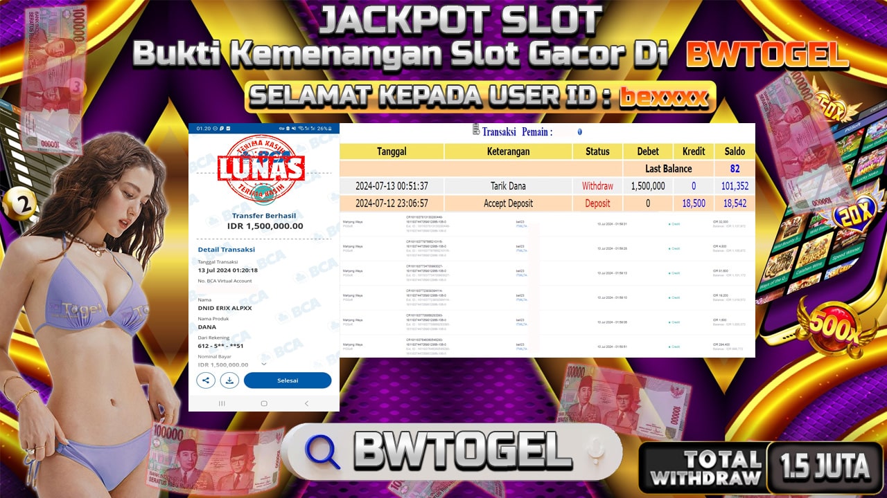 BUKTI JACKPOT SLOT MAHJONG WAYS TERPERCAYA DI INDONESIA TGL 13-07-2024