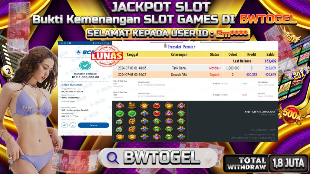 BUKTI JACKPOT SLOT GATES OF GATOT KACA 1000 TERPERCAYA DI INDONESIA TGL 09-07-2024