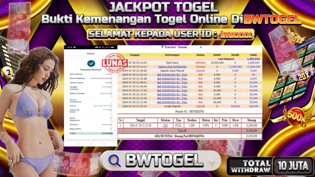 BUKTI JACKPOT TOGEL POOL HONGKONG TERPERCAYA DI INDONESIA TGL 21-07-2024