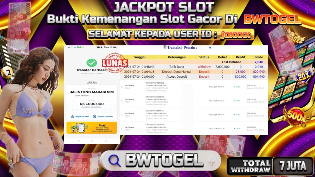 BUKTI JACKPOT SLOT TSAR TREASURES TERPERCAYA DI INDONESIA TGL 24-07-2024