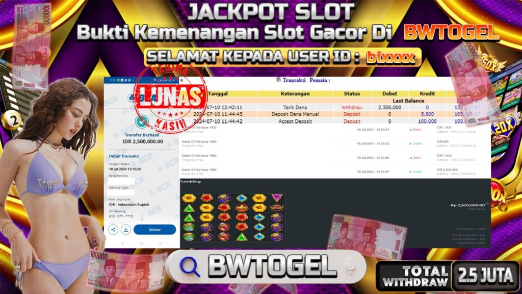 BUKTI JACKPOT SLOT GATES OF OLYMPUS 1000 TERPERCAYA DI INDONESIA TGL 10-07-2024