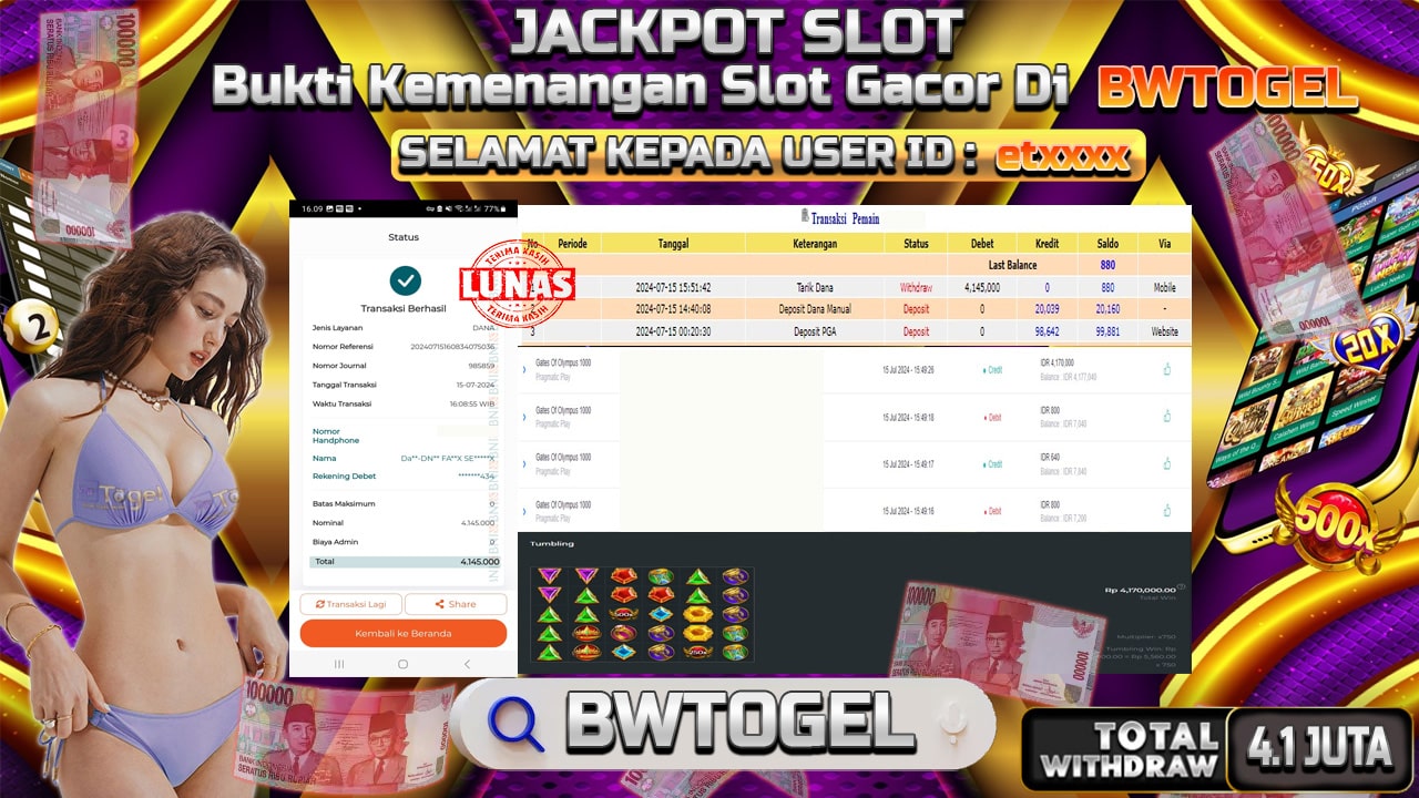 BUKTI JACKPOT SLOT GATES OF OLYMPUS 1000 TERPERCAYA DI INDONESIA TGL 15-07-2024