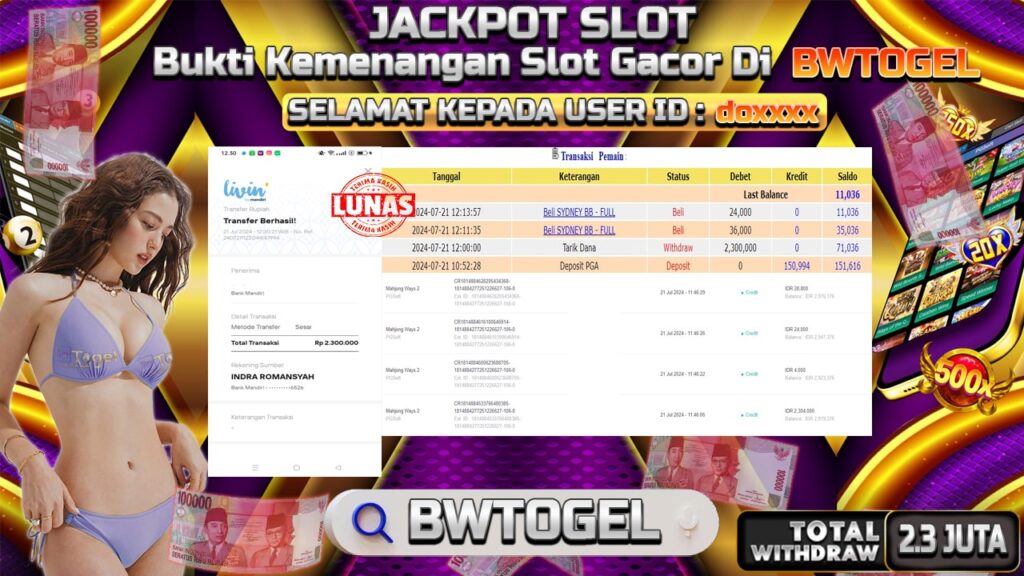 BUKTI JACKPOT SLOT MAHJONG WAYS 2 TERPERCAYA DI INDONESIA TGL 21-07-2024