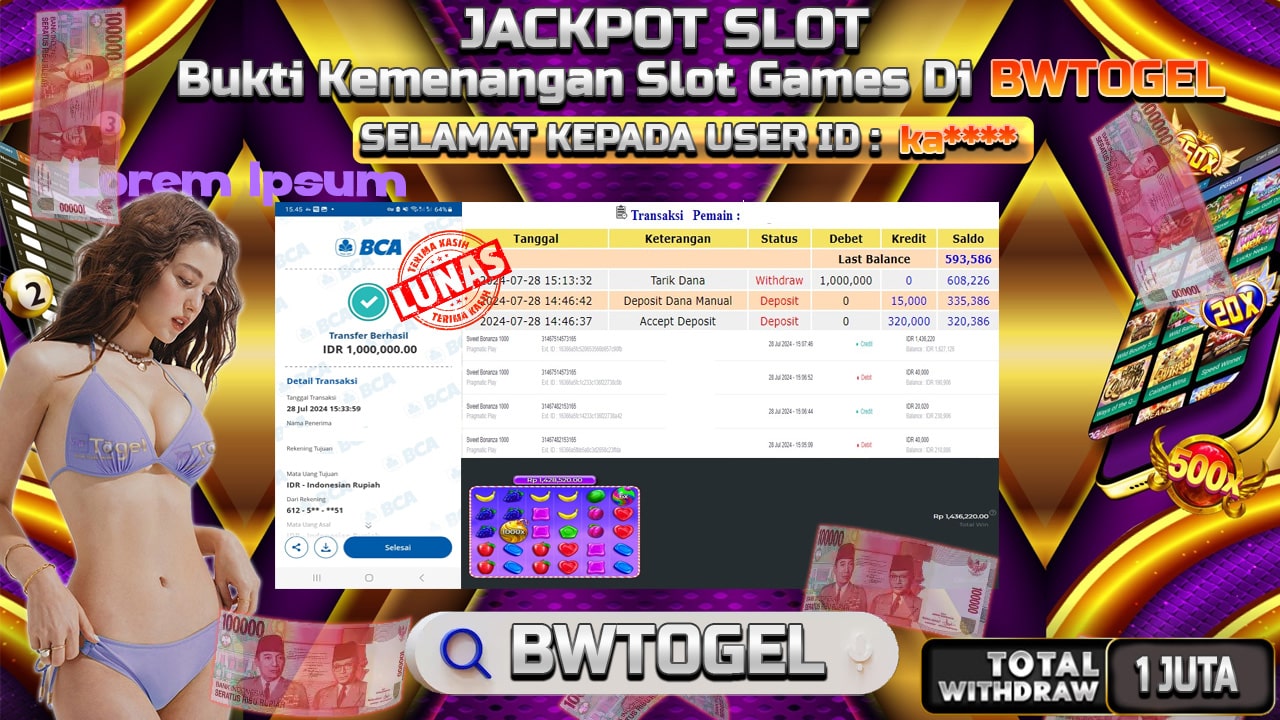 BUKTI JACKPOT SLOT SWEET BONANZA 1000 TERPERCAYA DI INDONESIA TGL 28-07-2024