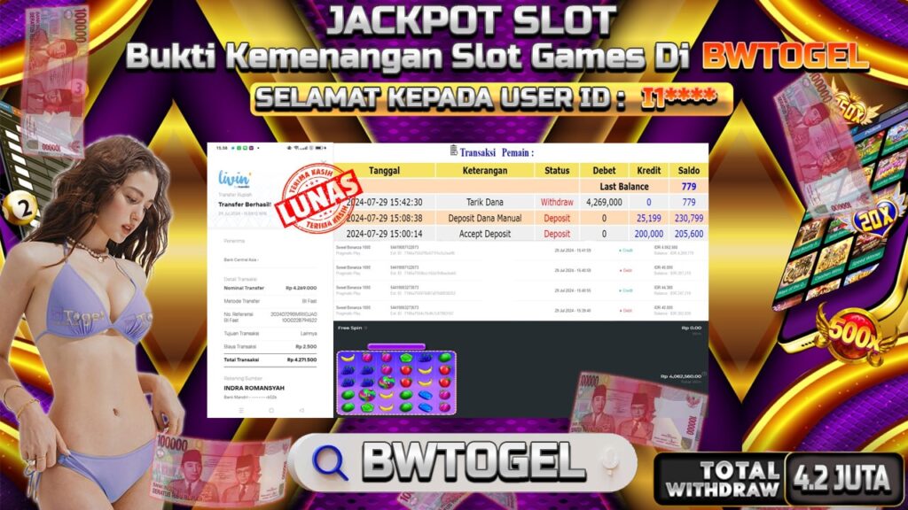 BUKTI JACKPOT SLOT SWEET BONANZA 1000 TERPERCAYA DI INDONESIA TGL 29-07-2024