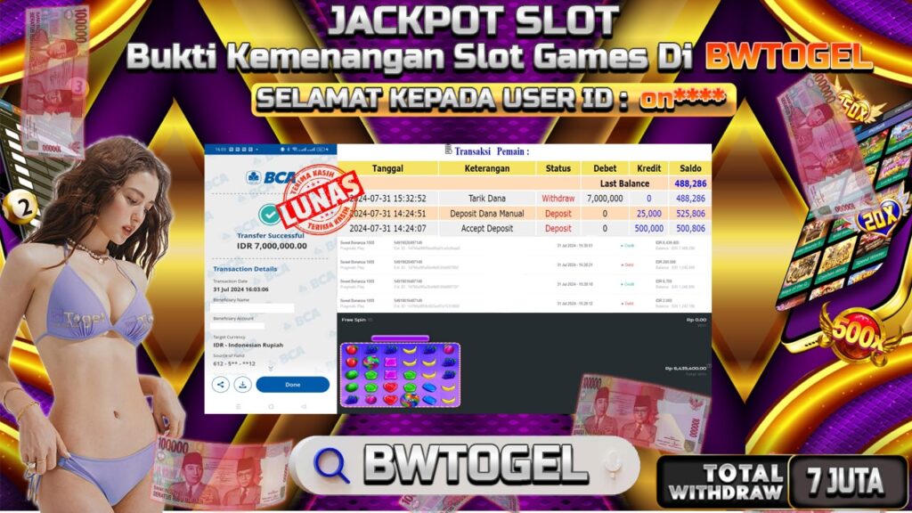 BUKTI JACKPOT SLOT SWEET BONANZA 1000 TERPERCAYA DI INDONESIA TGL 31-07-2024