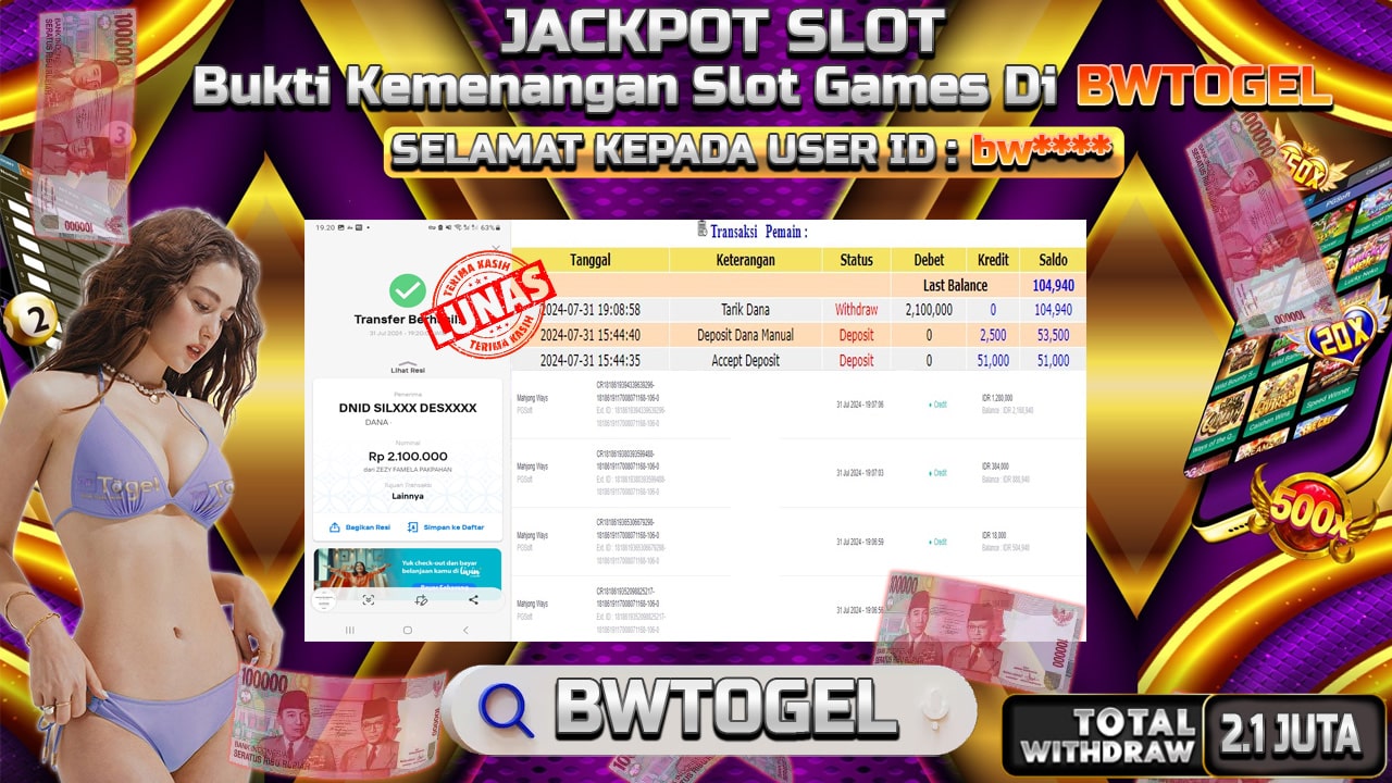 BUKTI JACKPOT SLOT GATES OF OLYMPUS TERPERCAYA DI INDONESIA TGL 31-07-2024