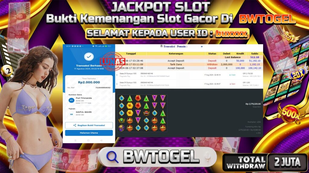 BUKTI JACKPOT SLOT GATES OF OLYMPUS 1000 TERPERCAYA DI INDONESIA TGL 17-08-2024