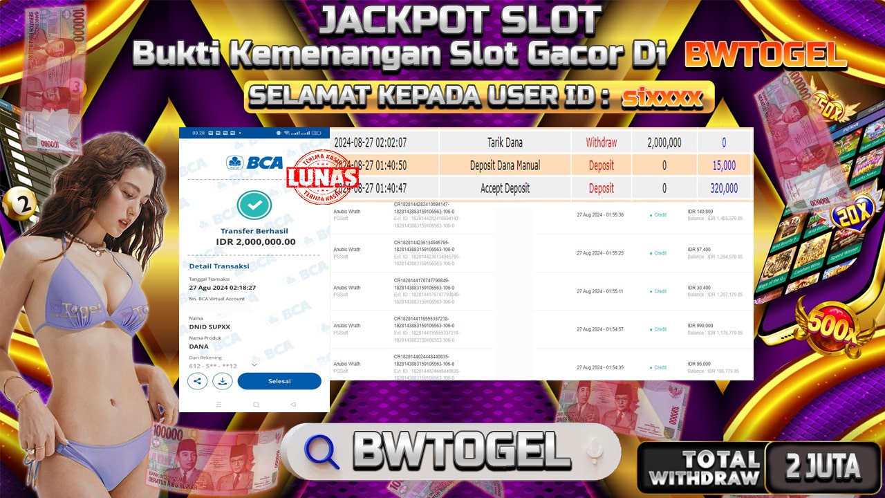 BUKTI JACKPOT SLOT ANUBIS WRATH TERPERCAYA DI INDONESIA TGL 27-08-2024