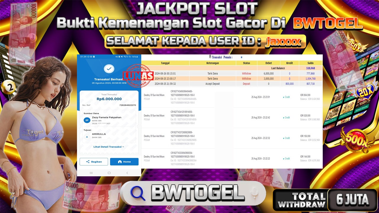 BUKTI JACKPOT SLOT DESTINY OF SUN AND MOON TERPERCAYA DI INDONESIA TGL 26-08-2024