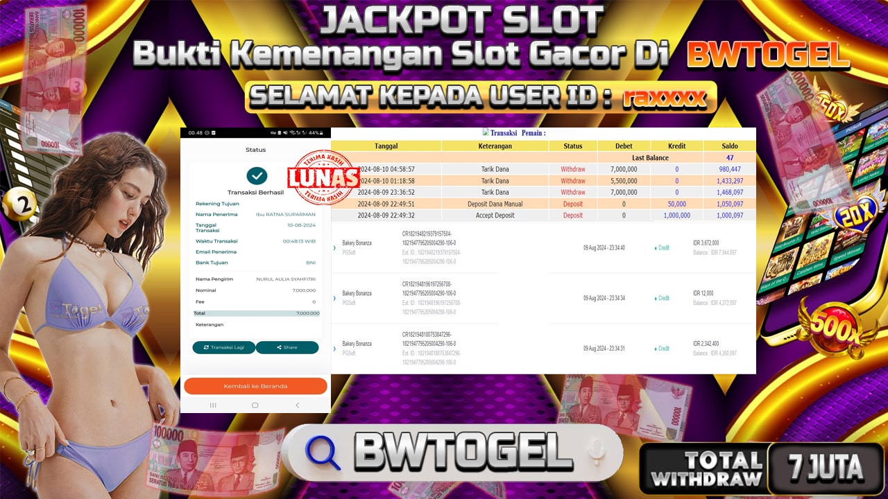 BUKTI JACKPOT SLOT BAKERY BONANZA TERPERCAYA DI INDONESIA TGL 10-08-2024