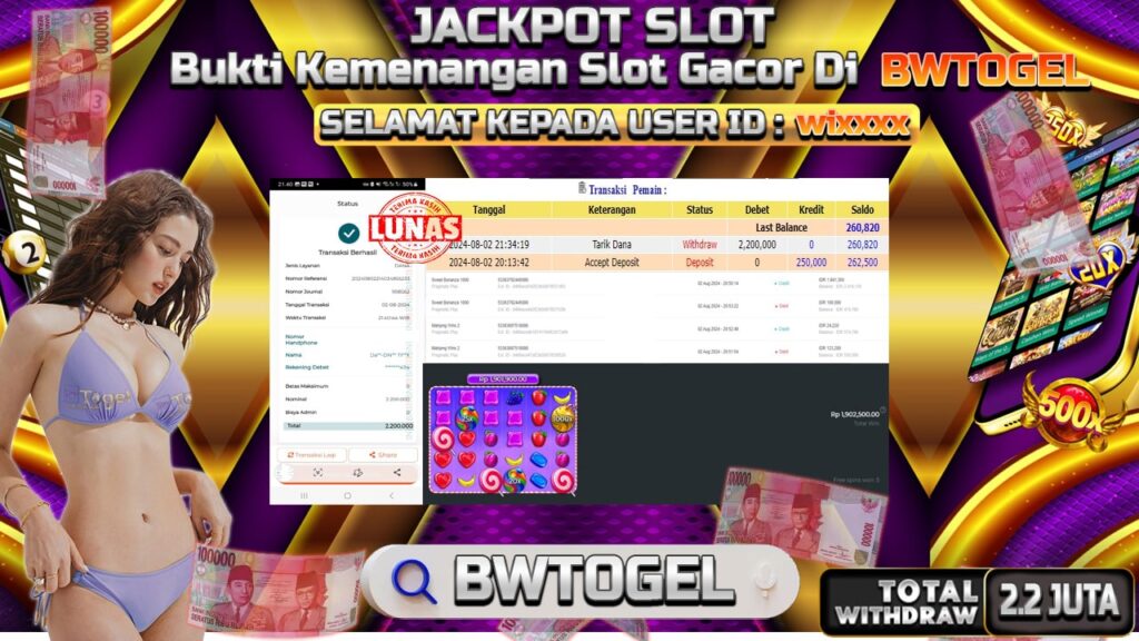 BUKTI JACKPOT SLOT SWEET BONANZA 1000TERPERCAYA DI INDONESIA TGL 02-08-2024