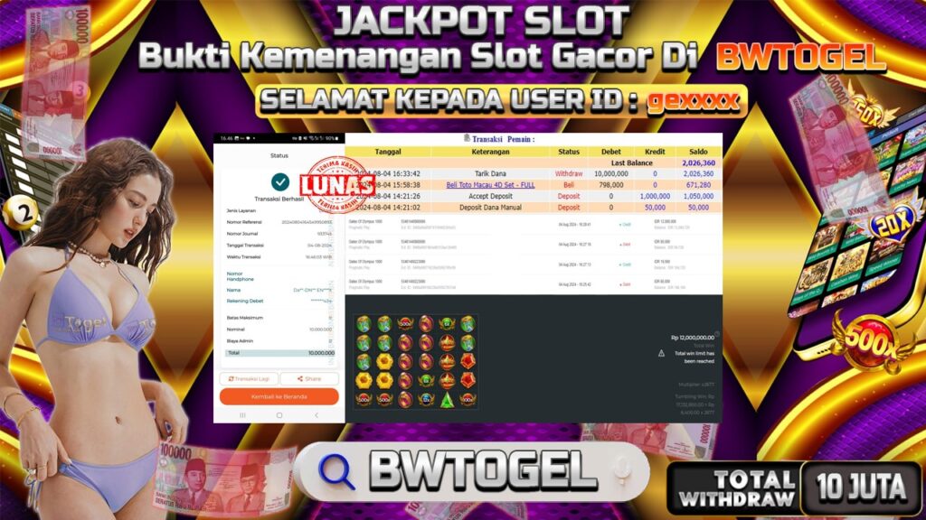 BUKTI JACKPOT SLOT GATES OF OLYMPUS 1000 TERPERCAYA DI INDONESIA TGL 04-08-2024