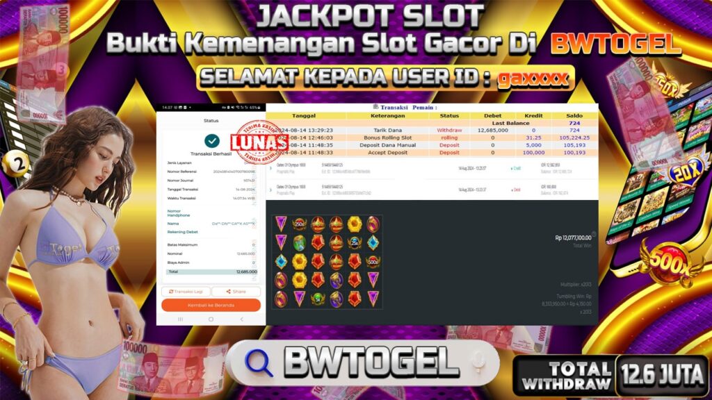 BUKTI JACKPOT SLOT GATES OF OLYMPUS 1000 TERPERCAYA DI INDONESIA TGL 14-08-2024