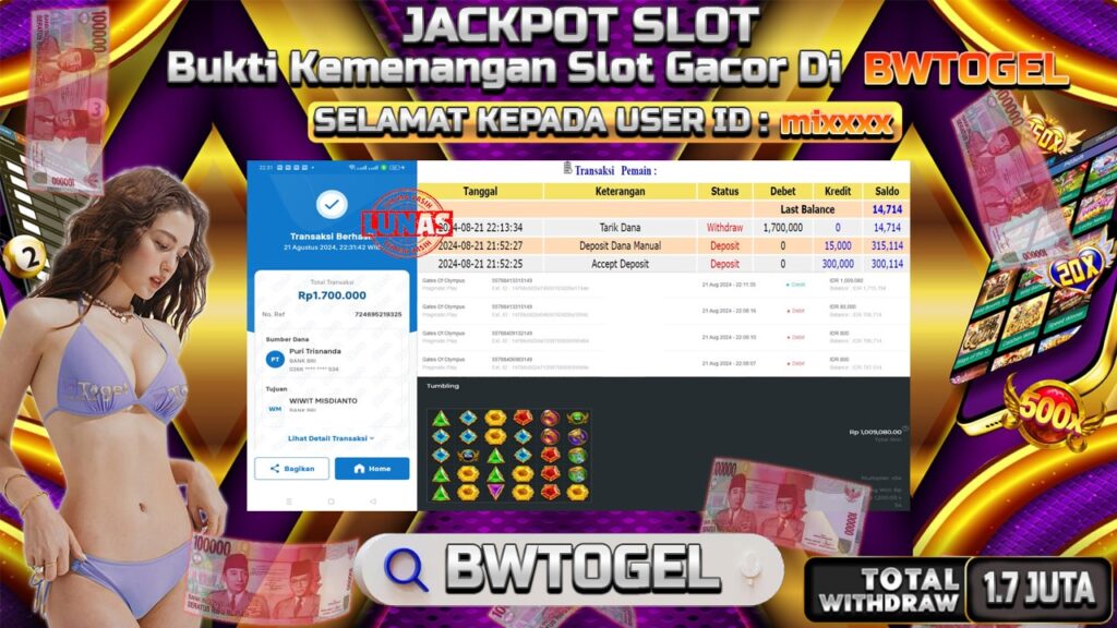 BUKTI JACKPOT SLOT GATES OF OLYMPUS TERPERCAYA DI INDONESIA TGL 21-08-2024