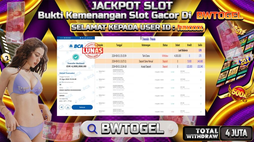 BUKTI JACKPOT SLOT MAHJONG WAYS 2 TERPERCAYA DI INDONESIA TGL 31-08-2024