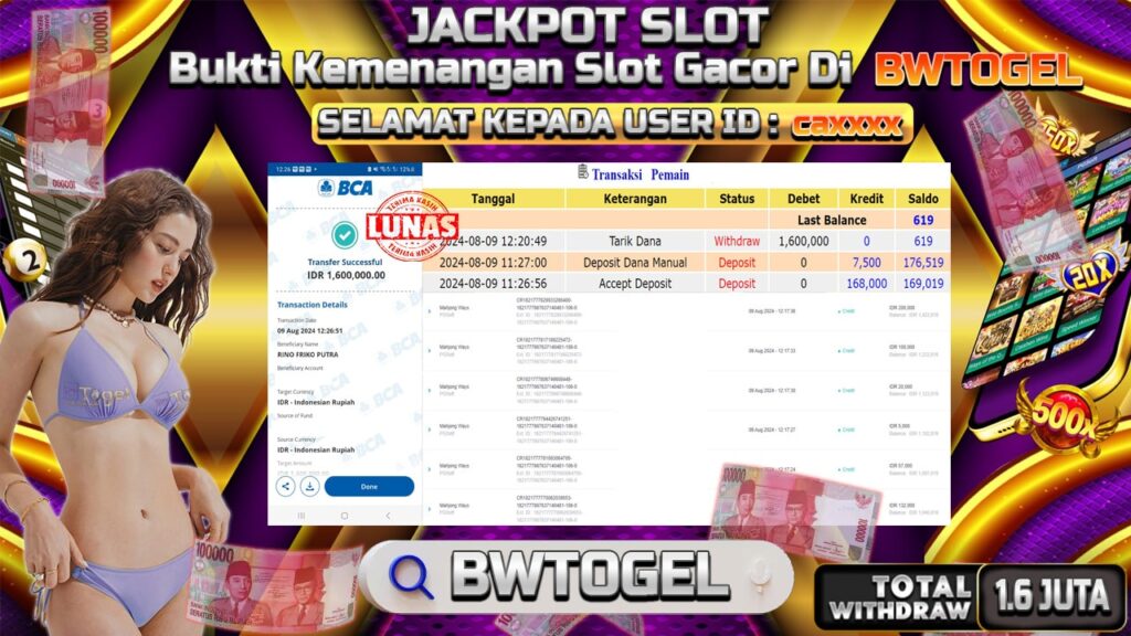 BUKTI JACKPOT SLOT MAHJONG WAYS TERPERCAYA DI INDONESIA TGL 09-08-2024