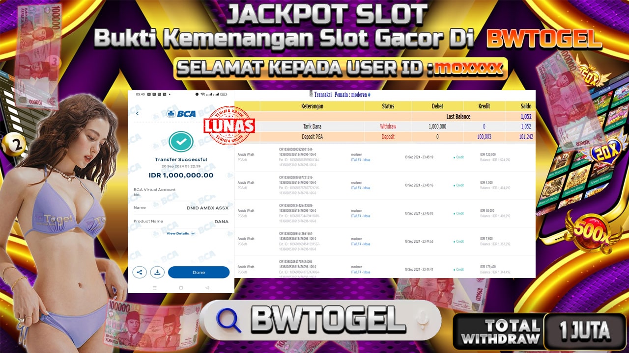 BUKTI JACKPOT SLOT ANUBIS WRATH TERPERCAYA DI INDONESIA TGL 20-09-2024