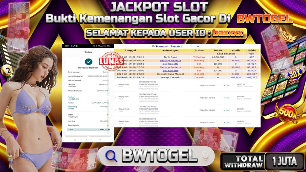 BUKTI JACKPOT SLOT MAHJONG WAYS 2 TERPERCAYA DI INDONESIA TGL 19-09-2024