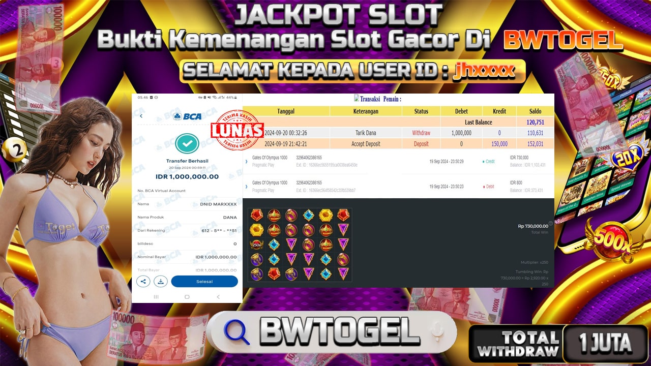 BUKTI JACKPOT SLOT GATES OF OLYMPUS 1000 TERPERCAYA DI INDONESIA TGL 20-09-2024