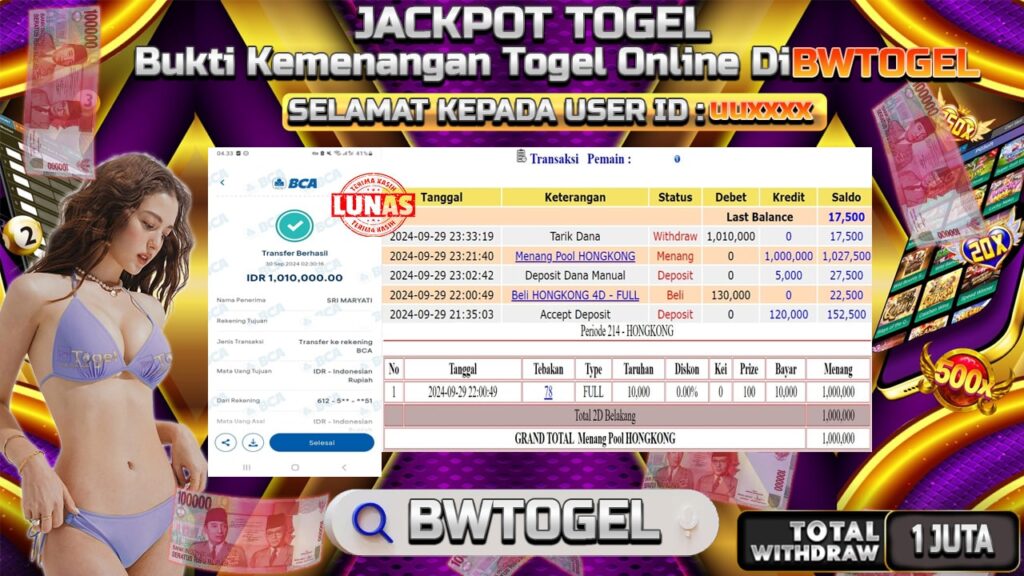 BUKTI JACKPOT TOGEL HONGKONG TERPERCAYA DI INDOESIA TGL 30-09-2024