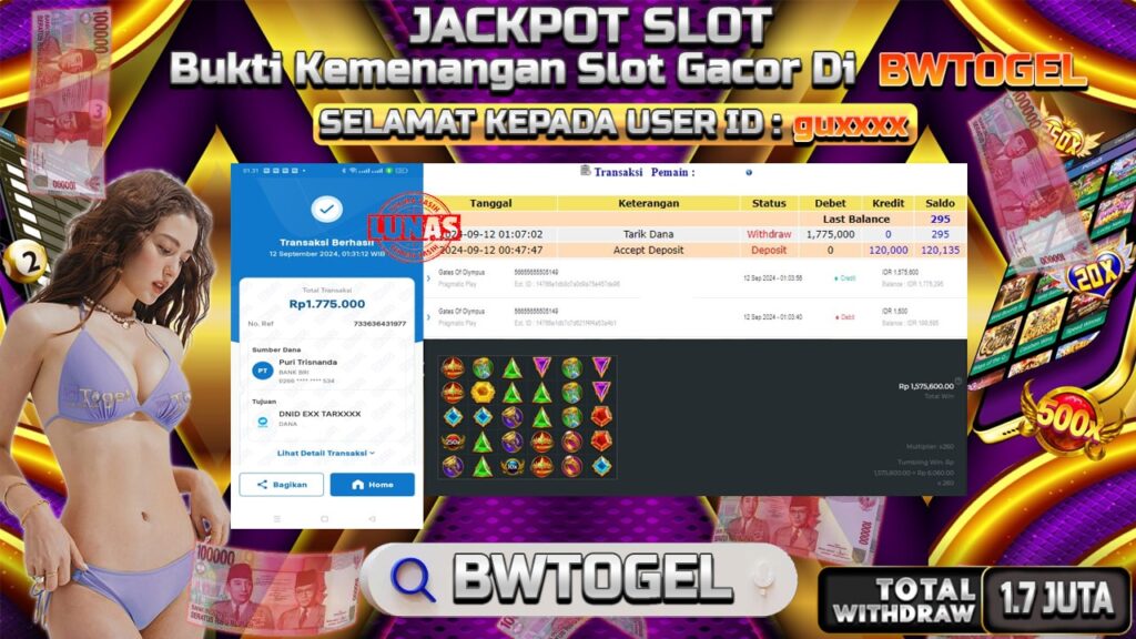 BUKTI JACKPOT SLOT GATES OF OLYMPUS TERPERCAYA DI INDONESIA TGL 12-09-2024