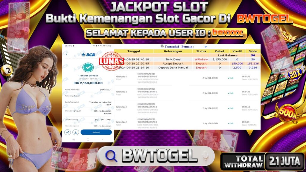 BUKTI JACKPOT SLOT MAHJONG WAYS 2 TERPERCAYA DI INDONESIA TGL 29-09-2024