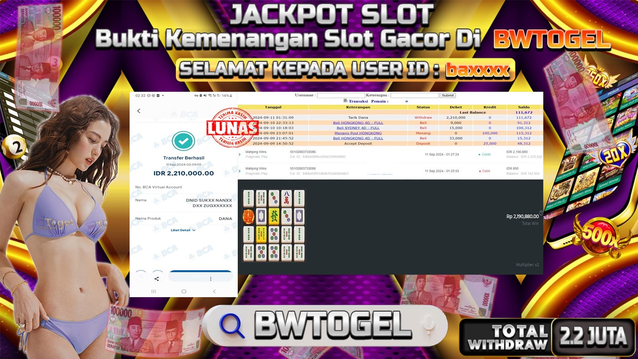 BUKTI JACKPOT SLOT MAHJONG WINS TERPERCAYA DI INDONESIA TGL 11-09-2024