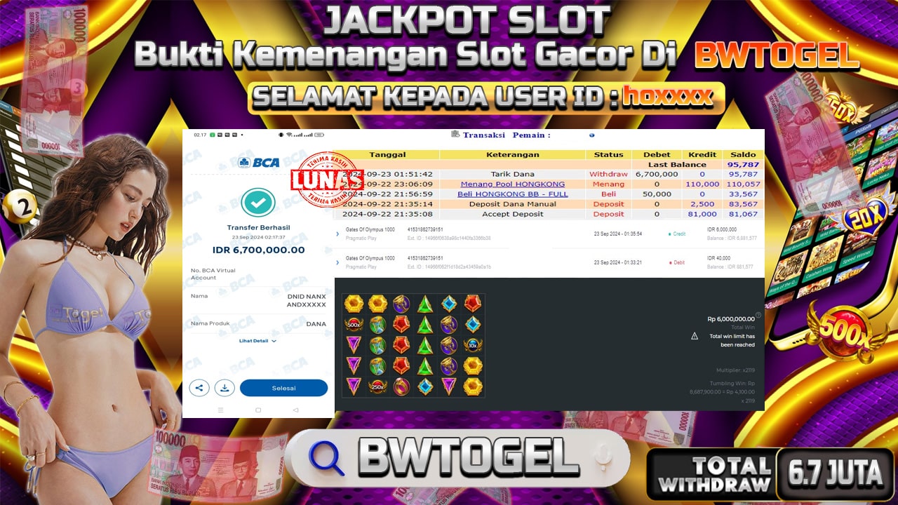 BUKTI JACKPOT SLOT GATES OF OLYMPUS 1000 TERPERCAYA DI INDONESIA TGL 23-09-2024