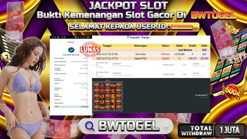 BUKTI JACKPOT SLOT ZEUS VS HADES-GODS OF WAR TERPERCAYA DI INDONESIA TGL 27-10-2024