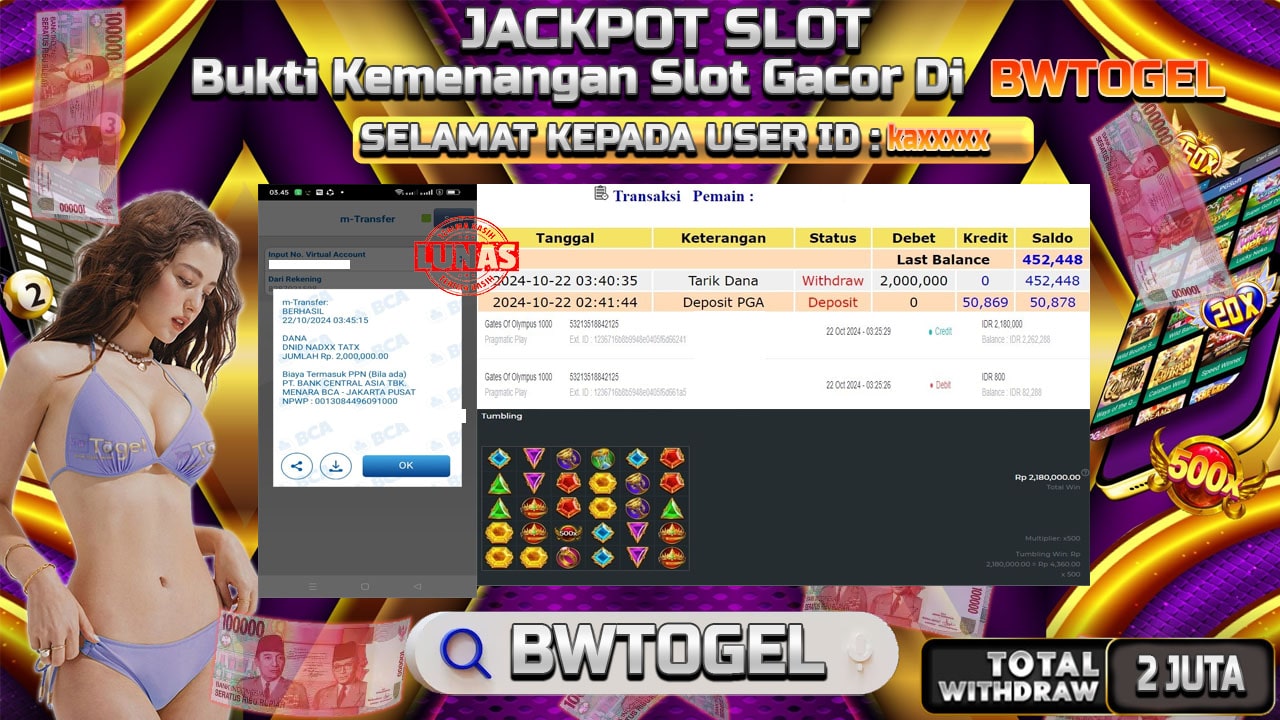 BUKTI JACKPOT SLOT GATES OF OLYMPUS 1000 TERPERCAYA DI INDONESIA TGL 22-10-2024