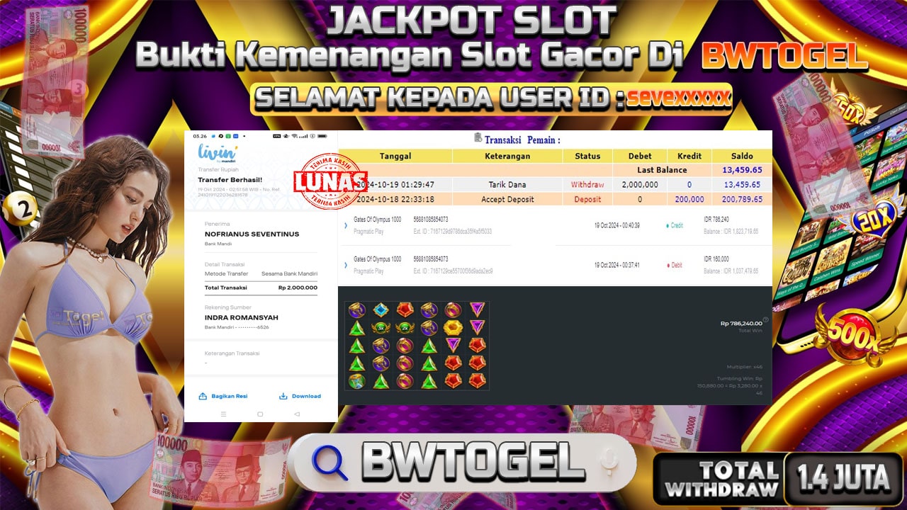 BUKTI JACKPOT SLOT GATES OF OLYMPUS 1000 TERPERCAYA DI INDONESIA TGL 19-10-2024