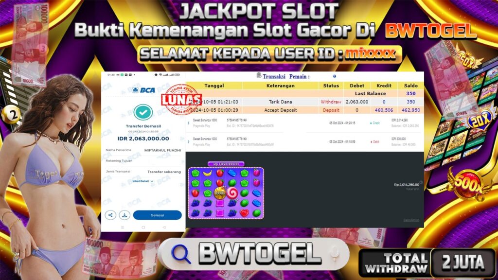 BUKTI JACKPOT SLOT SWEET BONANZA 1000 TERPERCAYA DI INDONESIA TGL 05-10-2024