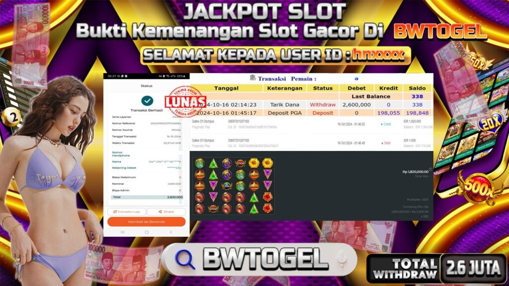 BUKTI JACKPOT SLOT GATES OF OLYMPUS TERPERCAYA DI INDONESIA TGL 16-10-2024