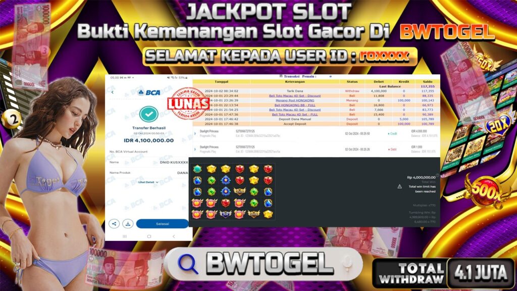 BUKTI JACKPOT SLOT STARLIGHT PRINCESS TERPERCAYA DI INDONESIA TGL 02-10-2024