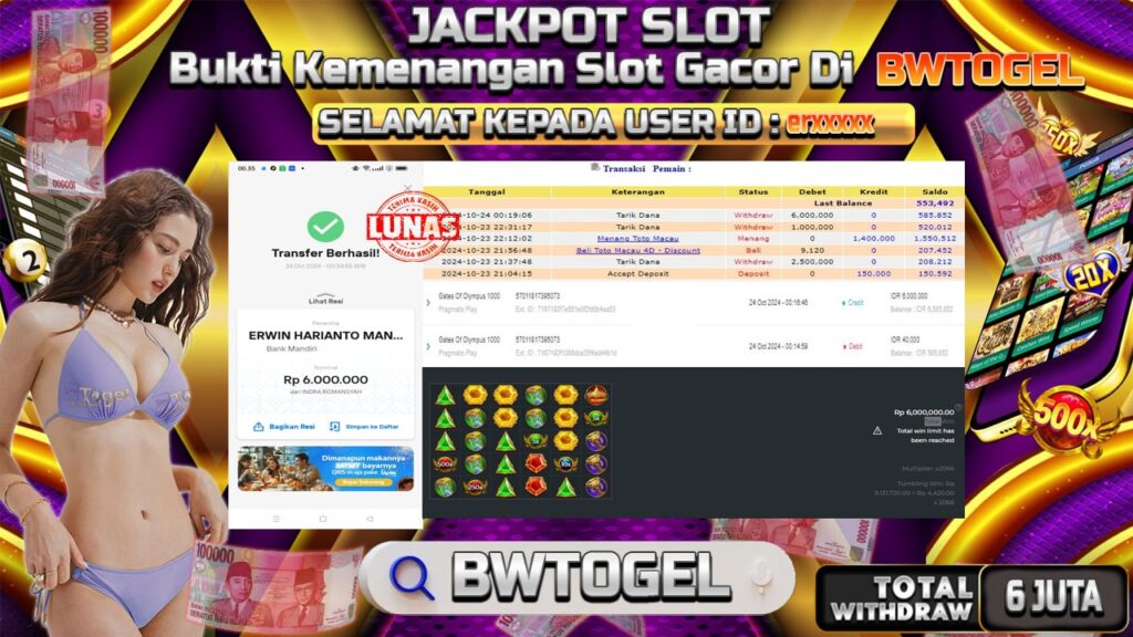 BUKTI JACKPOT SLOT GATES OF OLYMPUS 1000 TERPERCAYA DI INDONESIA TGL 24-10-2024